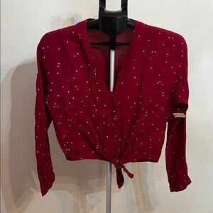 Rails Burgundy Gradient Stars Tie-Front Blouse